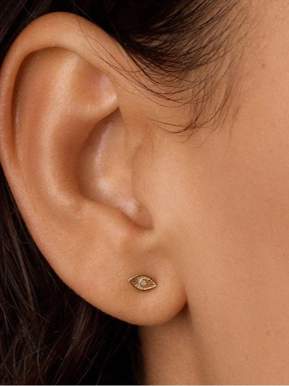 (PAIR) NWOT Gorjana Gold Evil Eye Stud Earrings - Picture 1 of 6